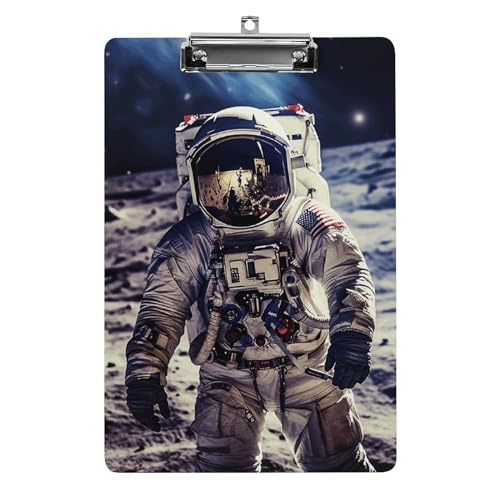 Klemmbrett A4 für 100 Blatt, US-Astronauten-Reise, Monddruck, Acryl-Klemmbrett, Büro-Klemmbrett, Business-Board, Clip, Lehrertafel, Clip von YJWANDL