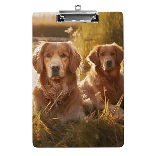 Klemmbrett A4 für 100 Blatt, zwei Golden Retrievers Druck Acryl Klemmbrett Büro Klemmbrett Business Board Clip Lehrertafel Clip von YJWANDL