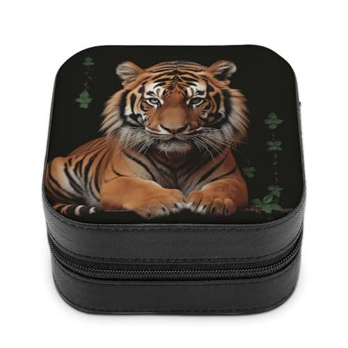 YJWANDL Schmuck-Aufbewahrungsbox, mit Tiger- und Pfoten-Druck, Schmuck-Organizer, Schmuck-Aufbewahrungsbehälter, Schmuckschatulle mit Reißverschluss, Schmuck-Geschenkbox von YJWANDL