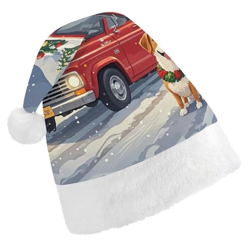 YJWANDL Weiche und gemütliche Weihnachtsmütze, LKW-Tragetasche, Weihnachtsbaum-Druck, perfekte Weihnachtsmütze für Feiertage und Winterfeiern von YJWANDL