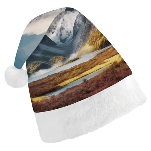 YJWANDL Weiche und gemütliche Weihnachtsmütze, Reisen, Berglandschaft, Druck, Weihnachtsmütze, perfekte Weihnachtsmütze für Feiertage und Winterfeiern von YJWANDL