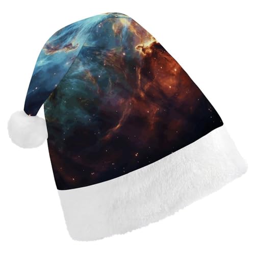 YJWANDL Weiche und gemütliche Weihnachtsmütze, Universum-Galaxie, Weltraum-Druck, Weihnachtsmütze, perfekte Weihnachtsmütze für Feiertage und Winterfeiern von YJWANDL