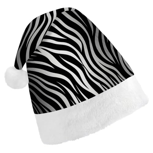 YJWANDL Weiche und gemütliche Weihnachtsmütze, Zebra-Druck, Weihnachtsmütze, perfekte Weihnachtsmütze für Feiertage und Winterfeiern von YJWANDL