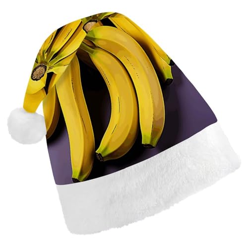 YJWANDL Weiche und gemütliche Weihnachtsmütze, einzigartiger Bananenfrucht-Druck, Weihnachtsmütze, perfekte Weihnachtsmütze für Feiertage und Winterfeiern von YJWANDL