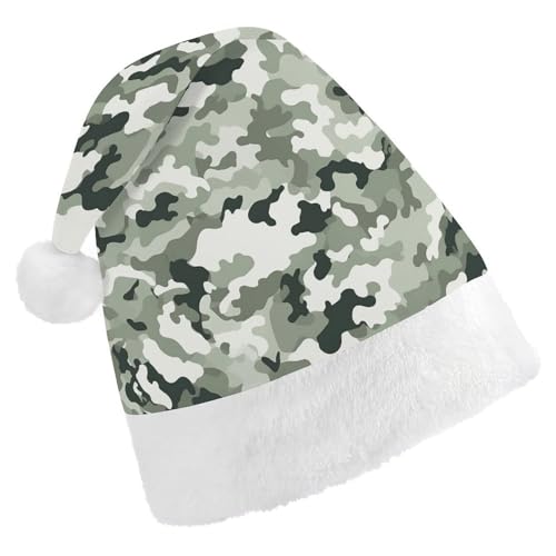 YJWANDL Weiche und gemütliche Weihnachtsmütze, weißer Camouflage-Druck, Weihnachtsmütze, perfekte Weihnachtsmütze für Feiertage und Winterfeiern von YJWANDL