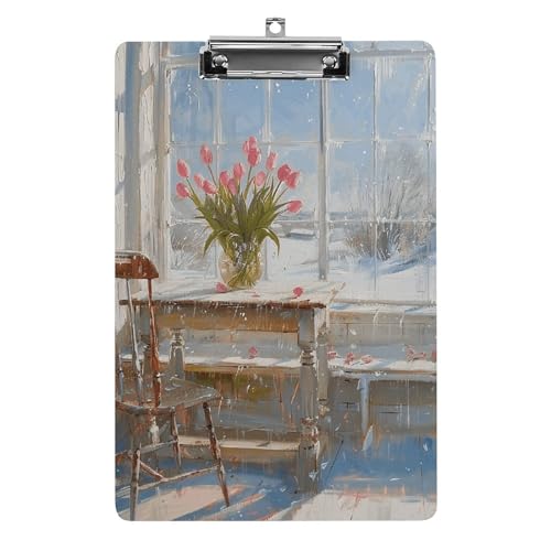 A4-Klemmbrett für 100 Blatt, Vase auf dem Tisch, Acryl-Klemmbrett, Büro-Klemmbrett für Restaurants, Unternehmen, im Freien von YJWANDO