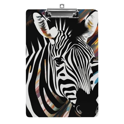 Klemmbrett A4, für 100 Blatt, abstraktes Tier-Zebra-Druck, Acryl-Klemmbrett, Büro-Klemmbrett für Restaurants, Unternehmen, im Freien von YJWANDO