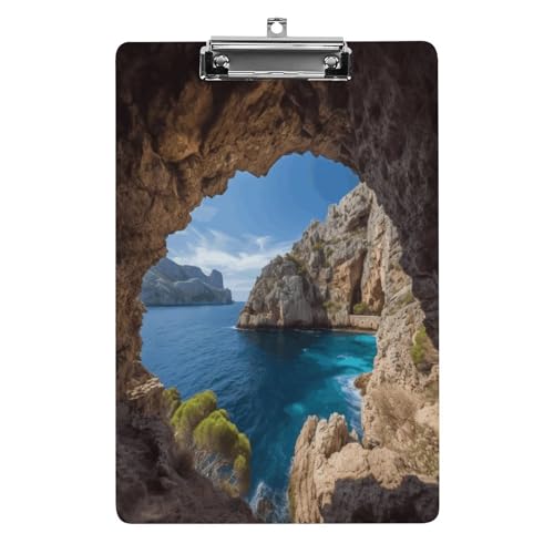 YJWANDO A4-Klemmbrett für 100 Blatt Bogen in Mallorca Spanien Druck Acryl Klemmbrett Büro Klemmbrett für Restaurants, Unternehmen, Outdoor, Stil von YJWANDO