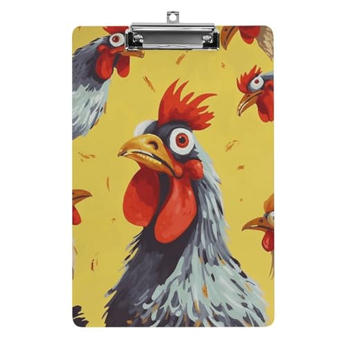 YJWANDO A4-Klemmbrett für 100 Blatt Kunst Huhn Malerei Druck Acryl Klemmbrett Büro Klemmbrett für Restaurants, Unternehmen, Outdoor, Stil von YJWANDO