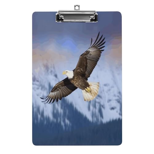 YJWANDO Klemmbrett für 100 Blatt Weißkopfseeadler, fliegender Druck, Acryl-Klemmbrett, Büro-Klemmbrett für Restaurants, Unternehmen, Outdoor, Stil von YJWANDO