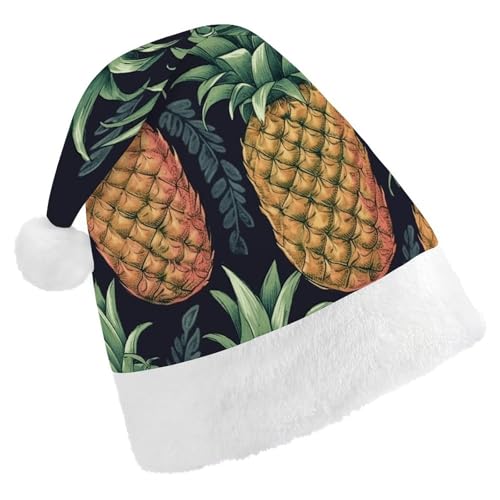 YJWANDO Weihnachtsmütze, Ananas-Druck, Winter, Weihnachtsfeiern, festliche Weihnachtsmannmütze von YJWANDO