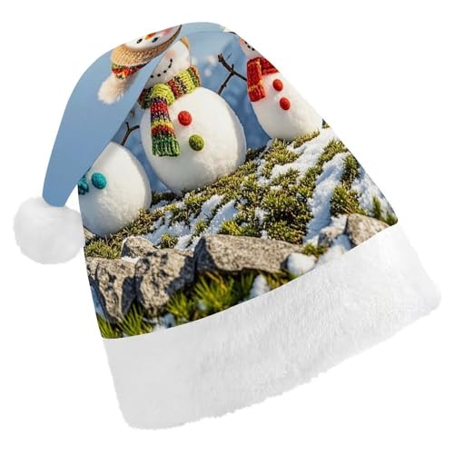 YJWANDO Weihnachtsmütze, Schneemann, Winterdruck, Winter, Weihnachtsfeier, festliche Nikolausmütze von YJWANDO