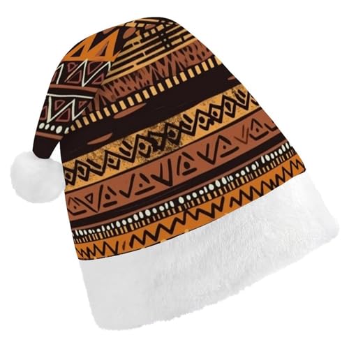 YJWANDO Weihnachtsmütze, afrikanischer Schlammstoff, Tribal-Druck, Winter, Weihnachtsfeiern, festliche Weihnachtsmannmütze von YJWANDO