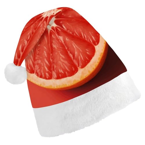 YJWANDO Weihnachtsmütze, reife Grapefruit-Scheiben-Druck, Winter, Weihnachtsfeiern, festliche Nikolausmütze von YJWANDO