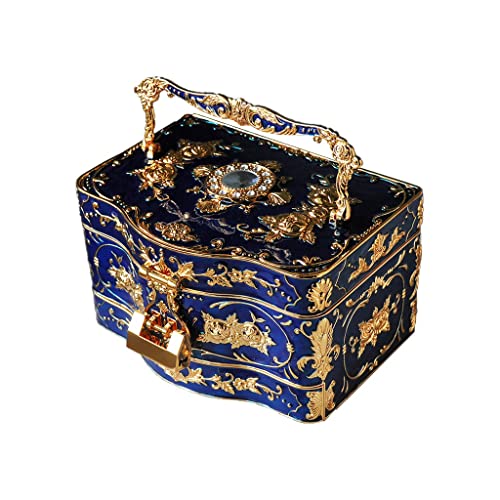 Schmuck-Organizer, Schmucketui, Schmuckschatulle, dreistöckige Schmuckschatulle, Aufbewahrungsbox aus Zinklegierung, Aufbewahrungsbox für Ringe, Ohrringe, Halsketten und Armbänder, 8,26 Zoll, gro von YJYJY