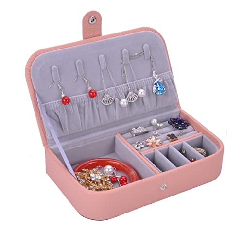 Schmuck-Organizer, Schmuckschatulle, Leder-Schmuckschatulle, Damen, Reise-Schmucketui, tragbare kleine Schmuck-Organizer-Box für Ringe, Ohrringe, Halsketten, Schmucketui, Schmuckdisplay-Aufbewahr von YJYJY