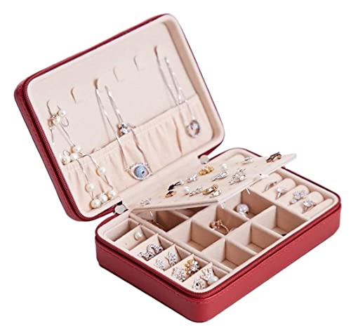 Schmuck-Organizer, Schmuckschatulle, Schmuckschatulle, tragbarer Schmuck-Display-Aufbewahrungs-Organizer, Leder, für Ringe, Ohrringe, Halsketten, Schmucketui für Frauen, Schmucketui, Schmuckdispl von YJYJY