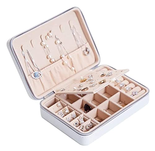 Schmuck-Organizer, Schmuckschatulle, Schmuckschatulle, tragbarer Schmuck-Display-Aufbewahrungs-Organizer, Leder, für Ringe, Ohrringe, Halsketten, Schmucketui für Frauen, Schmuckschatullen für Fr von YJYJY