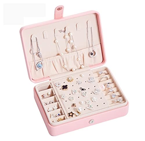 Schmuck-Organizer, Schmuckschatulle, Schmuckschatulle, tragbarer Schmuck-Display-Aufbewahrungs-Organizer, Leder, für Ringe, Ohrringe, Halsketten, Schmucketui für Frauen, Schmuckschatullen für Fr von YJYJY