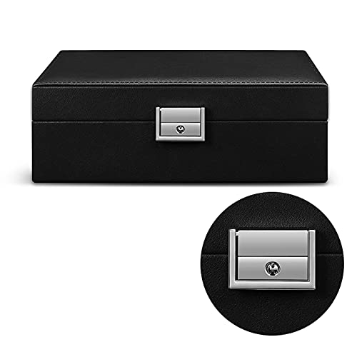 Schmuckschatulle, großer Schmuck-Organizer aus Leder, Aufbewahrungskoffer mit zwei Ebenen, Display für Ohrringe, Armbänder, Ringe, Uhren, Schmuckschatulle für Frauen, Freundin, Ehefrau, Geschenk von YJYJY