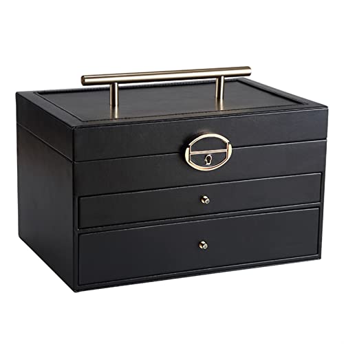 YJYJY Schmuckschatulle, große Schmuck-Organizer-Box, luxuriöse Schmuckaufbewahrung aus PU-Leder, Geschenketui mit Spiegel für Uhren, Ohrringe, Halsketten, Ringe, Schmuck-Organizer von YJYJY