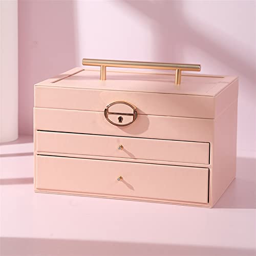 YJYJY Schmuckschatulle, große Schmuck-Organizer-Box, luxuriöse Schmuckaufbewahrung aus PU-Leder, Geschenketui mit Spiegel für Uhren, Ohrringe, Halsketten, Ringe, Schmuck-Organizer von YJYJY