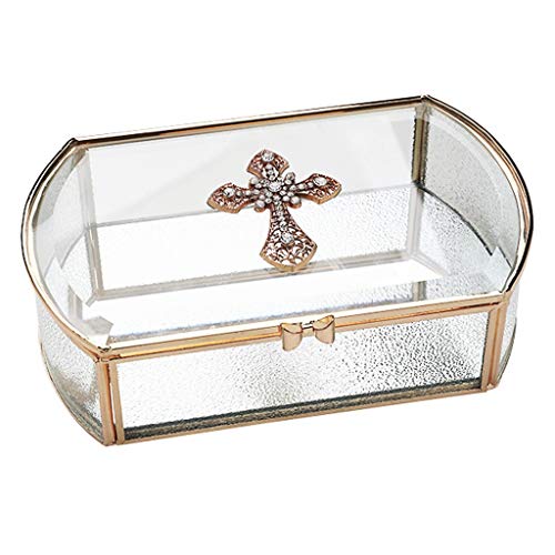 YJYJY Schmuckschatulle aus klarem Glas, Retro-Luxus-Schmuckschatulle mit Deckel und handgefertigtem Metallrahmen, Schmuck-Display-Organizer-Box, Schmuck-Organizer für Damen von YJYJY