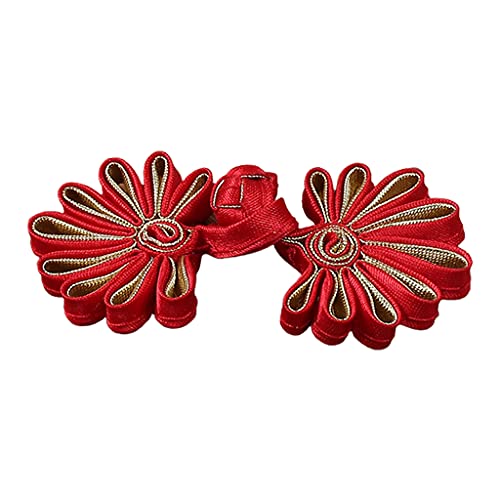 Chinesische Knoten Knöpfe,Knöpfe, 5 Stück Cheongsam-Knoten-Knopf, chinesische Knöpfe, Blumenform, Verschluss, Nähverschlüsse, dekorative Nähknöpfe for Pullover, Umhänge, Mäntel(Red gold) von YJzhAHanG