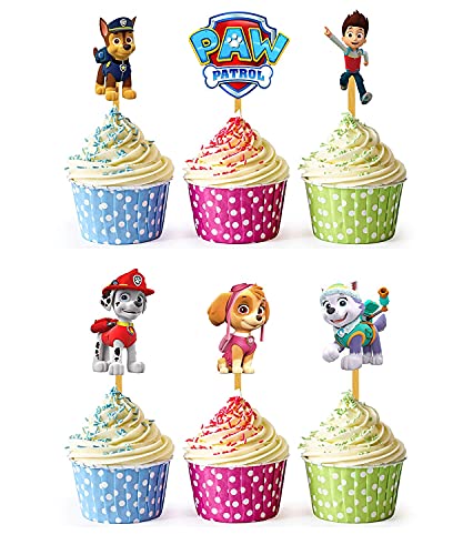 TX 24pcs Cartoon Welpen Cupcake Topper, Geburtstag Party Kuchen Dekoration für Kinder Babyparty Geburtstag von YK