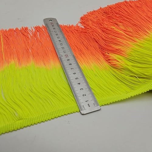 YKAFADE 10 Meter Länge DIY Fransen Tanzfransen Geschnitten Fransenborte 20 cm breit Regenbogen Gradientenfarbe Fransenband fur DIY Nähzubehör Kostüm Trimmen Apparel Lateinisches -Lila + schwarz von YKAFADE