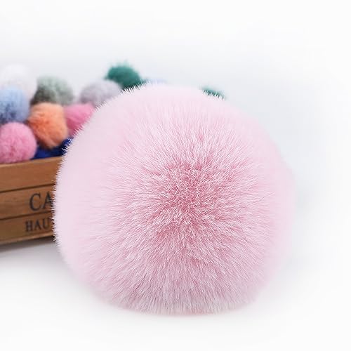 YKAFADE 10 Stück 10cm Kunstfell Pompon Bommel für Mützen und Beanies Fellpompon mit Elastischem Gummiband Pompons zum Basteln für DIY Hüte, Taschen, Schals, Schuhe, Schlüsselanhänger -Rosa# von YKAFADE