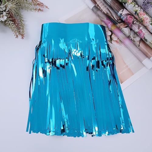 YKAFADE 10 Stück Metall Lametta Vorhänge Folie Fransen Blau Metallic Tinsel Vorhange Hintergrund Fringe Fransenvorhang für Hochzeit Party Geburtstag Dekoration Hintergrund Foto Requisiten von YKAFADE