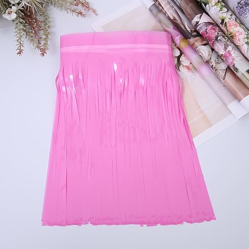 YKAFADE 10 Stück Metall Lametta Vorhänge Folie Fransen Rosa Metallic Tinsel Vorhange Hintergrund Fringe Fransenvorhang für Hochzeit Party Geburtstag Dekoration Hintergrund Foto Requisiten von YKAFADE