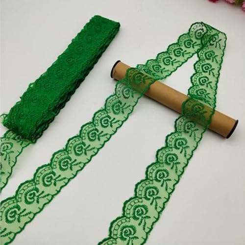 YKAFADE 10 Yard 4cm Breite Stickerei Spitzenbesatz Spitzenband DIY Dekorative Spitze Zierband Dekoband Spitzen Borten Bänder zum Nähen Handwerk Dessous Hochzeitskleid Haus Deko,Grasgrün von YKAFADE