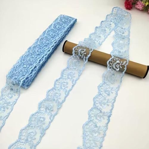 YKAFADE 10 Yard 4cm Breite Stickerei Spitzenbesatz Spitzenband DIY Dekorative Spitze Zierband Dekoband Spitzen Borten Bänder zum Nähen Handwerk Dessous Hochzeitskleid Haus Deko,Hellblau von YKAFADE