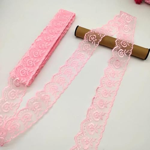 YKAFADE 10 Yard 4cm Breite Stickerei Spitzenbesatz Spitzenband DIY Dekorative Spitze Zierband Dekoband Spitzen Borten Bänder zum Nähen Handwerk Dessous Hochzeitskleid Haus Deko,Hellrosa von YKAFADE