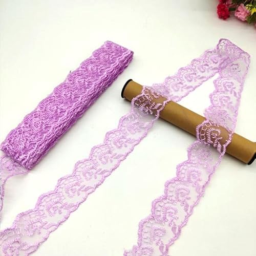 YKAFADE 10 Yard 4cm Breite Stickerei Spitzenbesatz Spitzenband DIY Dekorative Spitze Zierband Dekoband Spitzen Borten Bänder zum Nähen Handwerk Dessous Hochzeitskleid Haus Deko,Hellviolett von YKAFADE