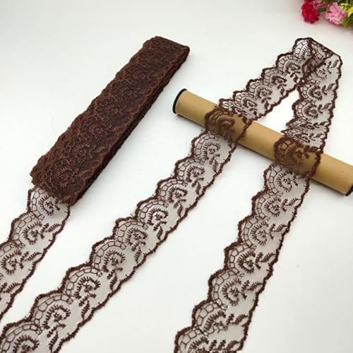 YKAFADE 10 Yard 4cm Breite Stickerei Spitzenbesatz Spitzenband DIY Dekorative Spitze Zierband Dekoband Spitzen Borten Bänder zum Nähen Handwerk Dessous Hochzeitskleid Haus Deko,Kaffee von YKAFADE