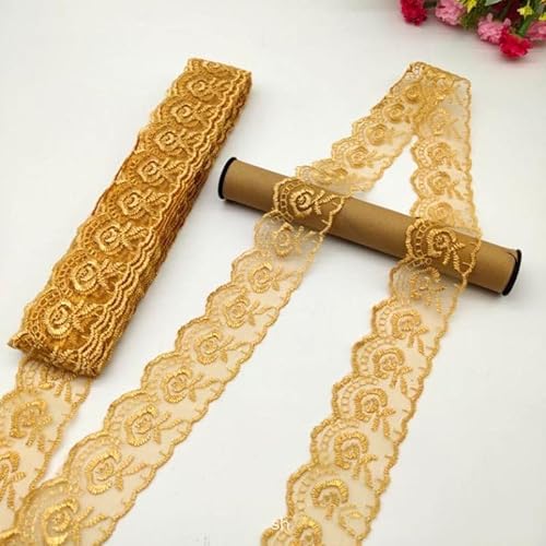 YKAFADE 10 Yard 4cm Breite Stickerei Spitzenbesatz Spitzenband DIY Dekorative Spitze Zierband Dekoband Spitzen Borten Bänder zum Nähen Handwerk Dessous Hochzeitskleid Haus Deko,Leichter Kaffee von YKAFADE