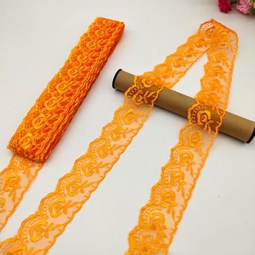 YKAFADE 10 Yard 4cm Breite Stickerei Spitzenbesatz Spitzenband DIY Dekorative Spitze Zierband Dekoband Spitzen Borten Bänder zum Nähen Handwerk Dessous Hochzeitskleid Haus Deko,Orange von YKAFADE