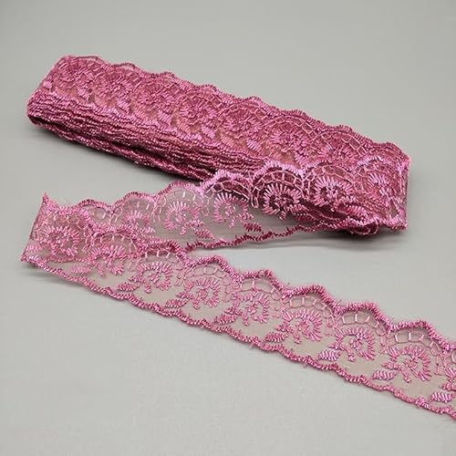 YKAFADE 10 Yard 4cm Breite Stickerei Spitzenbesatz Spitzenband DIY Dekorative Spitze Zierband Dekoband Spitzen Borten Bänder zum Nähen Handwerk Dessous Hochzeitskleid Haus Deko,Pink #1 von YKAFADE