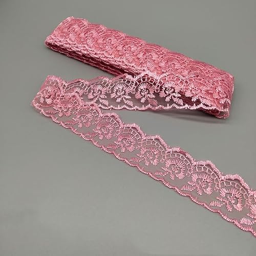 YKAFADE 10 Yard 4cm Breite Stickerei Spitzenbesatz Spitzenband DIY Dekorative Spitze Zierband Dekoband Spitzen Borten Bänder zum Nähen Handwerk Dessous Hochzeitskleid Haus Deko,Pink #2 von YKAFADE