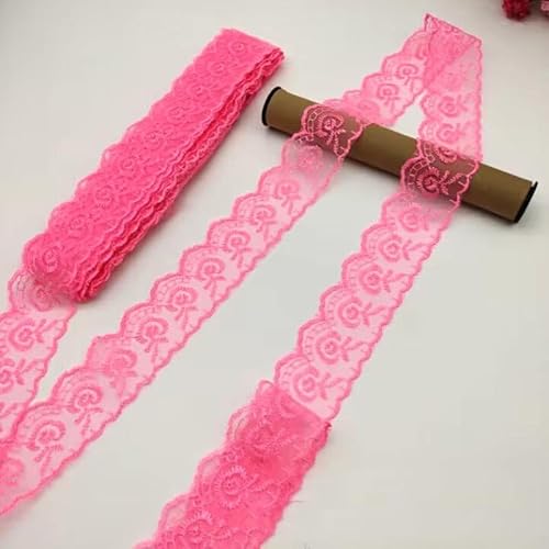 YKAFADE 10 Yard 4cm Breite Stickerei Spitzenbesatz Spitzenband DIY Dekorative Spitze Zierband Dekoband Spitzen Borten Bänder zum Nähen Handwerk Dessous Hochzeitskleid Haus Deko,Rosa #1 von YKAFADE