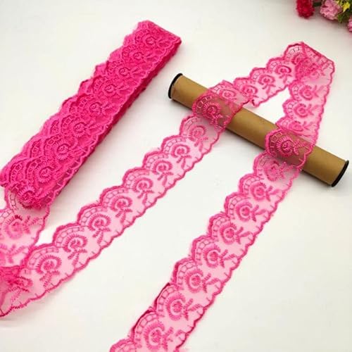 YKAFADE 10 Yard 4cm Breite Stickerei Spitzenbesatz Spitzenband DIY Dekorative Spitze Zierband Dekoband Spitzen Borten Bänder zum Nähen Handwerk Dessous Hochzeitskleid Haus Deko,Rose von YKAFADE