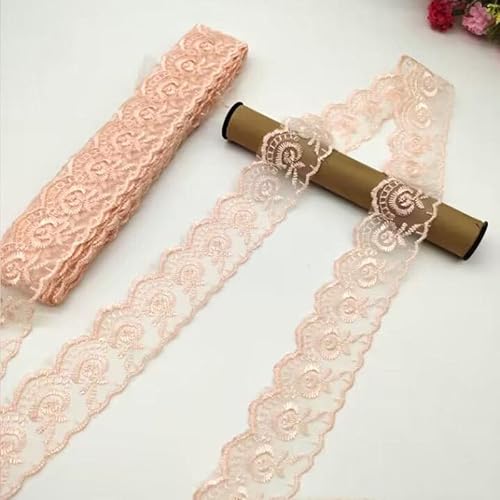 YKAFADE 10 Yard 4cm Breite Stickerei Spitzenbesatz Spitzenband DIY Dekorative Spitze Zierband Dekoband Spitzen Borten Bänder zum Nähen Handwerk Dessous Hochzeitskleid Haus Deko,Sekt von YKAFADE