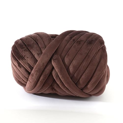 YKAFADE 1000g Dicke Wolle Garn, Dicke Wolle zum Häkeln Chunky Yarn Schlauchgarn Häkelwolle Sperrige Armstricken Wolle zum Handstricken für körbe, Decke, Rucksack, Haustierkorb, Haut -Kaffee von YKAFADE