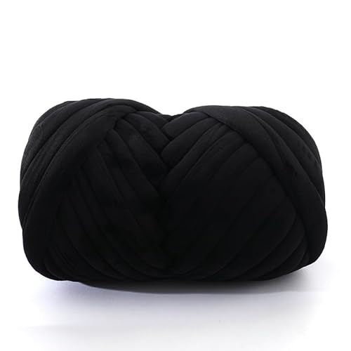 YKAFADE 1000g Dicke Wolle Garn, Dicke Wolle zum Häkeln Chunky Yarn Schlauchgarn Häkelwolle Sperrige Armstricken Wolle zum Handstricken für körbe, Decke, Rucksack, Haustierkorb, Haut -Schwarz von YKAFADE