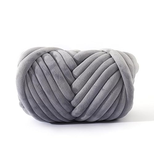 YKAFADE 1000g Dicke Wolle Garn, Dicke Wolle zum Häkeln Chunky Yarn Schlauchgarn Häkelwolle Sperrige Armstricken Wolle zum Handstricken für körbe, Decke, Rucksack, Haustierkorb, Haut -mittelgrau von YKAFADE