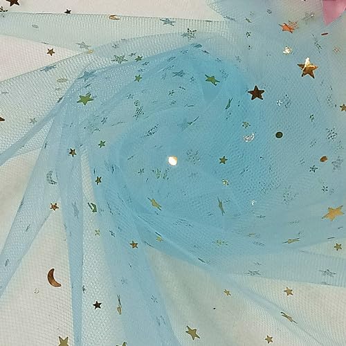 YKAFADE 150cm Breit Netzstoff 1 Yard Dekostoff Mit Sternen Mond Sparkly Stoff Deko Stoffe Kostümstoff zum Nähen Tüll Stoff Für DIY Tutu-Röcke Basteln Kleidung Hochzeitskleid, Heimdekoration -Blau YKAFADE 150cm Breit Netzstoff 1 Yard Dekostoff Mit Sternen Mond Sparkly Stoff Deko Stoffe Kostümstoff zum Nähen Tüll Stoff Für DIY Tutu-Röcke Basteln Kleidung Hochzeitskleid, Heimdekoration -Blau von YKAFADE