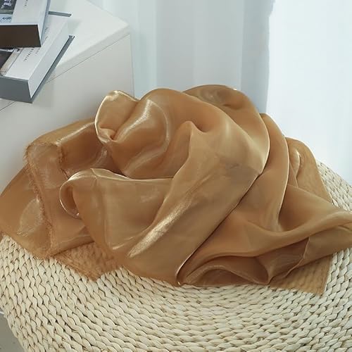 YKAFADE 1m Organza Stoffe zum Nähen Hauch Zart, Fein Schimmernder glitzernder Kostümstoff 150cm breit Organza Stoff zum Dekorieren für Tutu-Röcke Basteln Hochzeitskleid Tischdecke -Khaki von YKAFADE